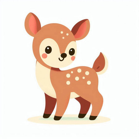 Cute little baby deer isolated on white background. Vector illustration.のイラスト素材