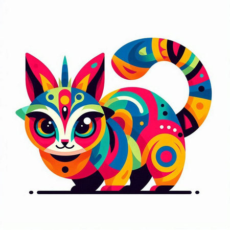 Colorful cat on a white background. Vector illustration for your designのイラスト素材
