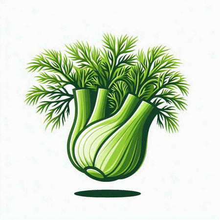 Fresh fennel isolated on a white background. Vector illustration.のイラスト素材