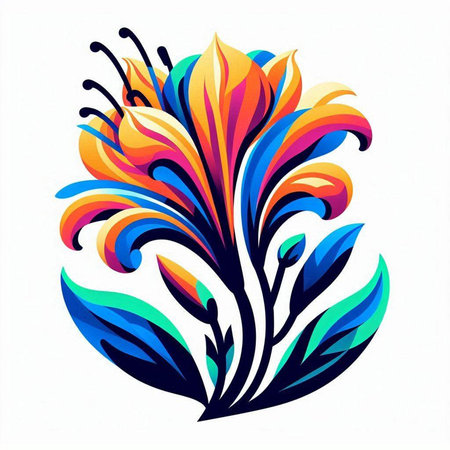 Illustration of a flower with a colorful pattern on a white backgroundのイラスト素材