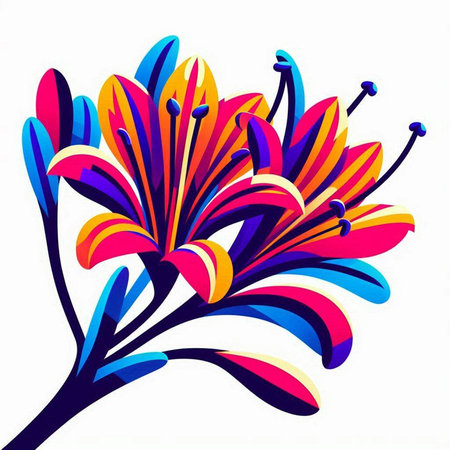 Colorful lily flower isolated on white background. Vector illustration.のイラスト素材