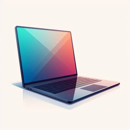 Laptop with reflection on white background. Vector illustration. Eps 10.のイラスト素材