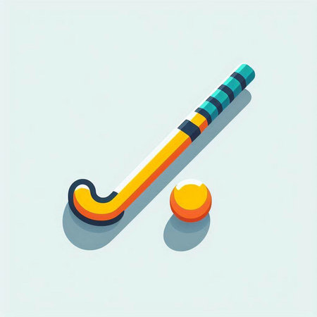 Hockey stick and puck. Isometric icon. Vector illustration.のイラスト素材
