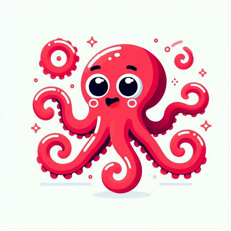 Cute cartoon octopus isolated on white background. Vector illustration.のイラスト素材