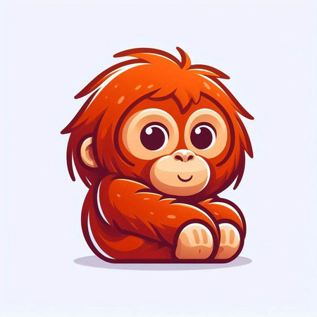 Vector illustration of a cute cartoon red baby monkey isolated on white background
