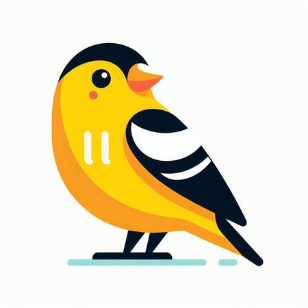 Vector illustration of cute bird isolated on white background. Flat style.のイラスト素材