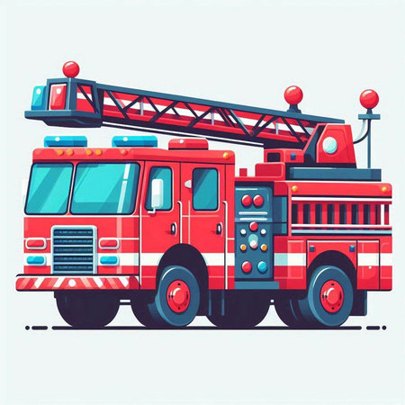 Fire engine. Vector illustration in cartoon style on a white background.