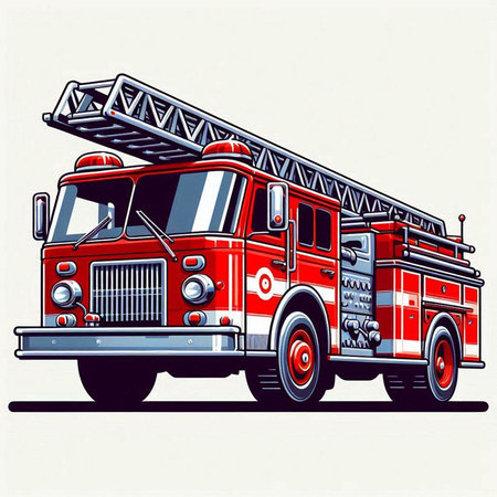 fire engine on a white background, vector illustration, eps 10のイラスト素材