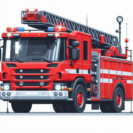 Fire truck. Illustration on white background for graphic and web design.