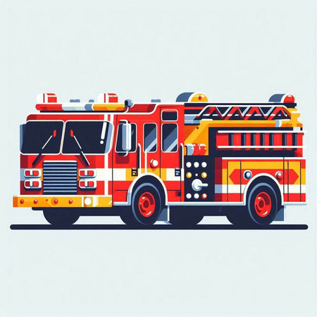 Fire engine. Illustration of a fire truck. Vector illustration.