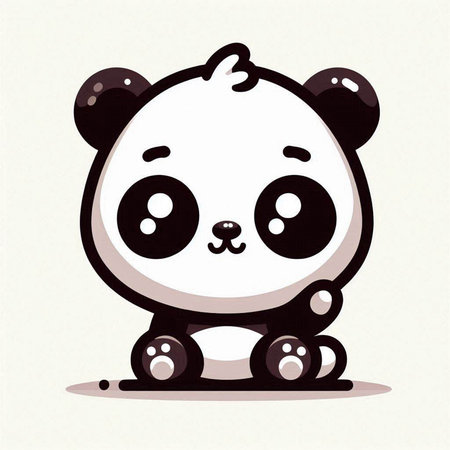 Cute panda bear cartoon vector illustration. Cute cartoon panda bear.のイラスト素材