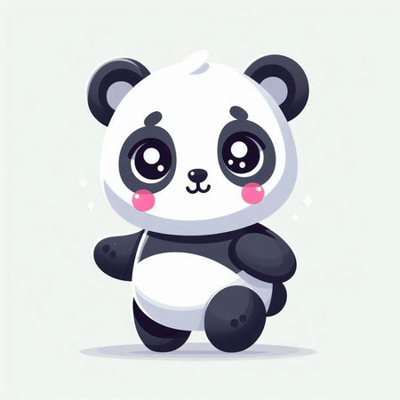 Cute cartoon panda vector illustration. Cute panda character.のイラスト素材