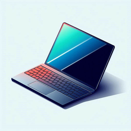 illustration of a laptop on a blue background with shadow and highlights