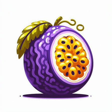 Passion fruit on a white background. Vector illustration of passion fruit.のイラスト素材