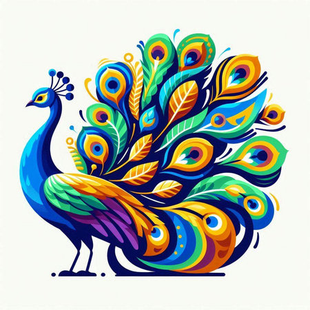 Colorful peacock isolated on white background. Vector illustration EPS 10のイラスト素材