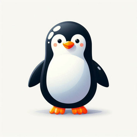 Cute cartoon penguin on a white background. Vector illustration.のイラスト素材