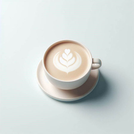 Cup of cappuccino with latte art on white backgroundのイラスト素材