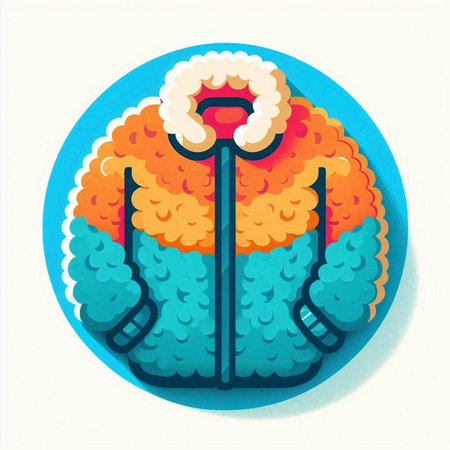 Winter coat with pompon. Vector illustration in flat cartoon style.のイラスト素材