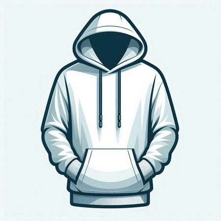 Vector illustration of a white hooded sweatshirt with a hood.のイラスト素材