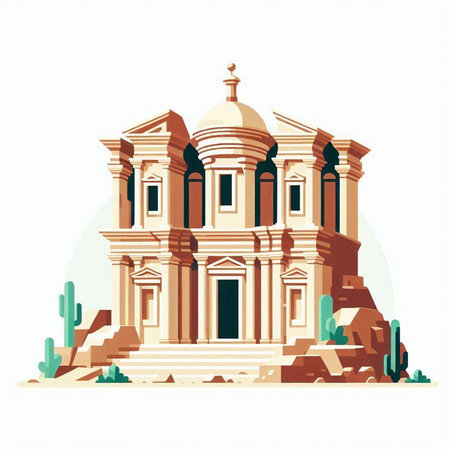 Ancient Greek temple on a white background. Vector illustration in flat style.のイラスト素材