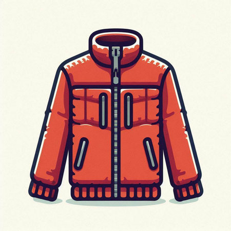 Vector illustration of red winter jacket. Isolated on white background.のイラスト素材
