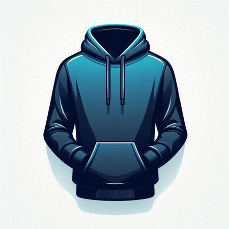 Blue hoodie with a hood on a white background. Vector illustrationのイラスト素材