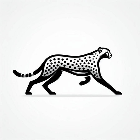 Cheetah vector illustration. Black cheetah on white backgroundのイラスト素材