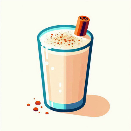 Illustration of a glass of coffee with cinnamon. Vector illustration.のイラスト素材