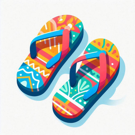 Colorful flip flops isolated on white background. Vector illustration.のイラスト素材