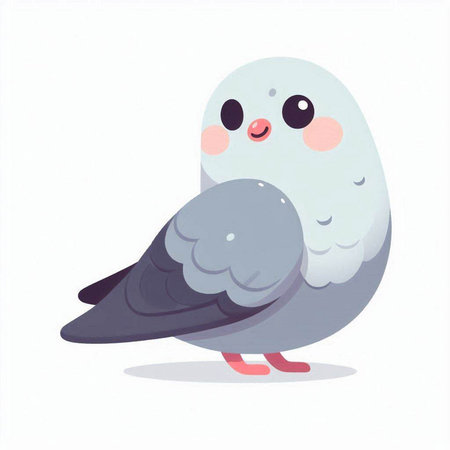 Pigeon isolated on a white background. Vector illustration in cartoon style.のイラスト素材