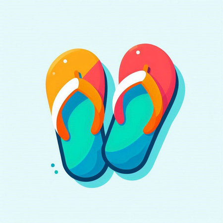 Flip flops icon. Vector illustration. Isolated on blue background.のイラスト素材