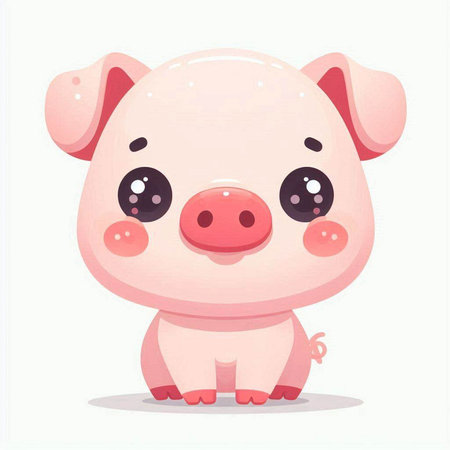 Cute cartoon pig. Vector illustration isolated on a white background.のイラスト素材