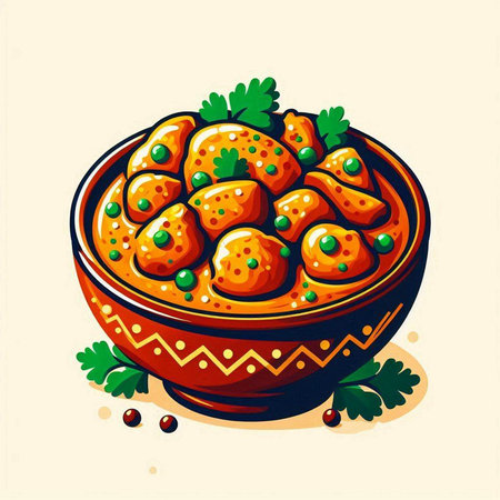 Vector illustration of a bowl of hokkaido chicken stew.のイラスト素材