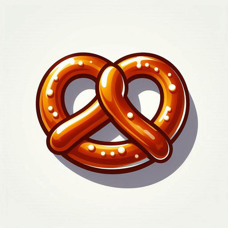 Pretzel vector illustration. Cute cartoon pretzel icon.のイラスト素材