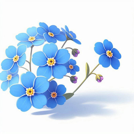 Blue forget-me-not isolated on white background. Vector illustration.のイラスト素材