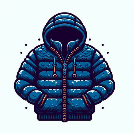 Vector illustration of a blue men's winter jacket on a white backgroundのイラスト素材
