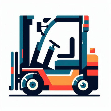 Forklift truck vector illustration isolated on white background. Forklift truck flat style.のイラスト素材
