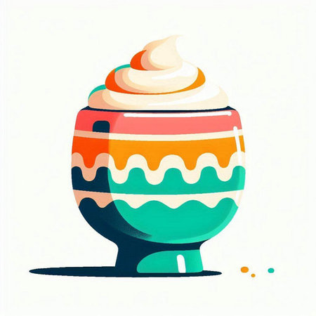 Colorful ice cream in an easter egg. Vector illustration.のイラスト素材