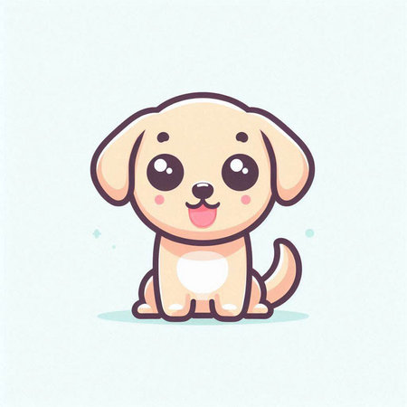 Cute dog cartoon vector illustration. Cute little dog character.のイラスト素材