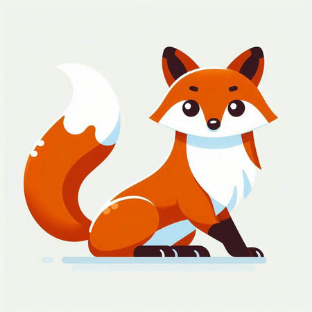 Cute cartoon fox on ice. Vector illustration in flat style.のイラスト素材