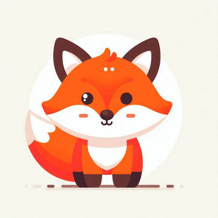 Cute cartoon fox character. Vector illustration in flat cartoon style.のイラスト素材