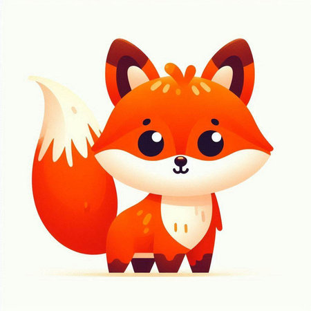 Cute cartoon fox isolated on a white background. Vector illustration.