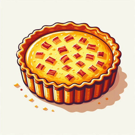 Illustration of a pie in a cartoon style on a white backgroundのイラスト素材