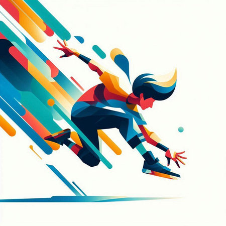 Colorful illustration of a skateboarder jumping. Vector illustration.のイラスト素材