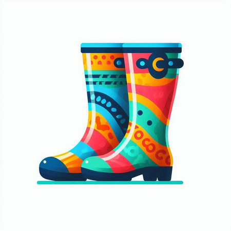 Colorful rubber boots isolated on a white background. Vector illustration.