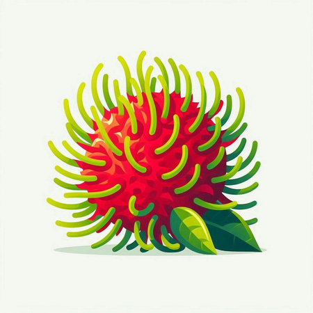 Rambutan fruit on white background. Rambutan vector illustration.のイラスト素材