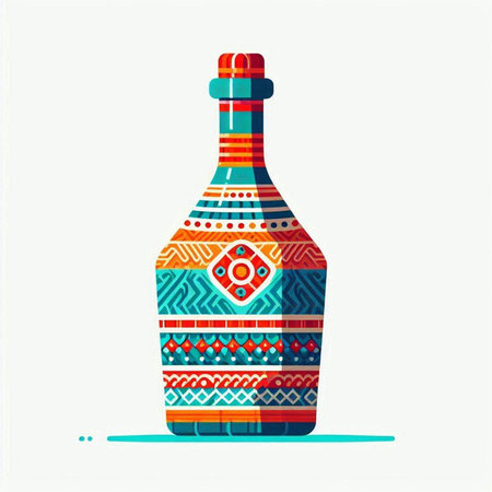 Alcohol bottle on a white background. Vector illustration in retro style.のイラスト素材