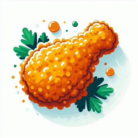 Illustration of fried chicken on a white background. Vector illustration.のイラスト素材