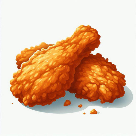 Illustration of fried chicken on a white background. Vector illustration.のイラスト素材