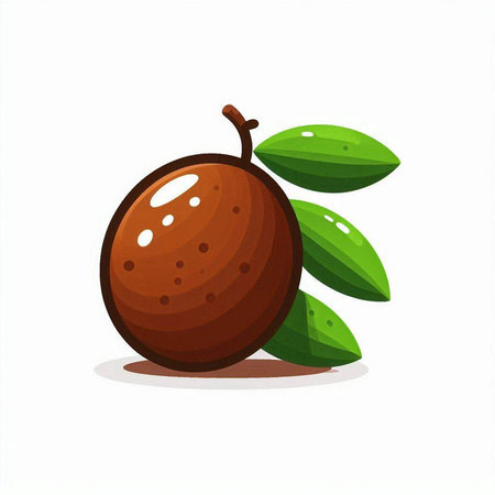 Vector illustration of a whole and half of a ripe apricot with green leaves.のイラスト素材